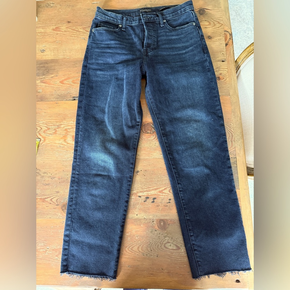 BANANA REPUBLIC Premium Denim High Rise Straight Jeans Dark Blue Wash
